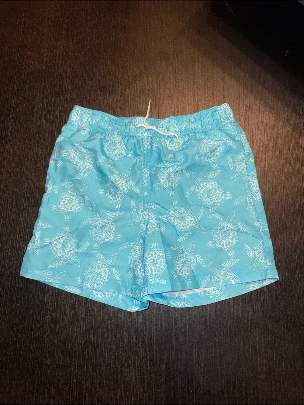 Janie and Jack Turquoise Blue Sea Turtle Print Swim Shorts with Ocean Motif
